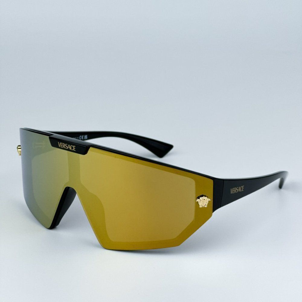 NEW Versace VE4461 GB1/87 Black Dark Grey Mirror Gold Detachable Lens Sunglasses - Picture 6 of 15